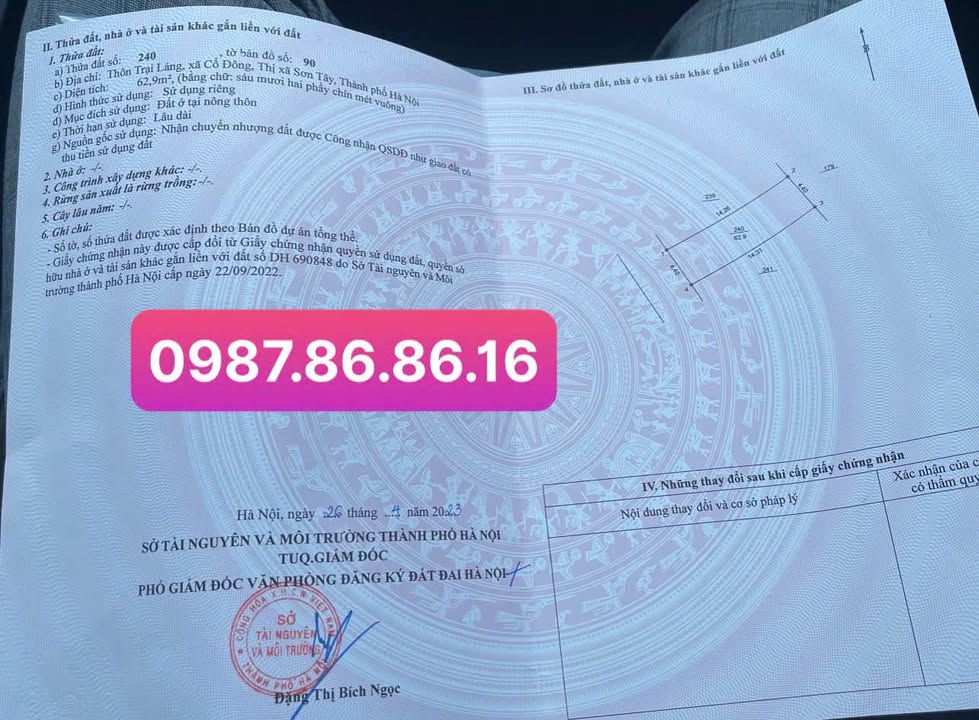 Đất thổ cư Cổ Đông Sơn Tây 62.9m² giá 1.8 tỷ - Cần bán gấp!