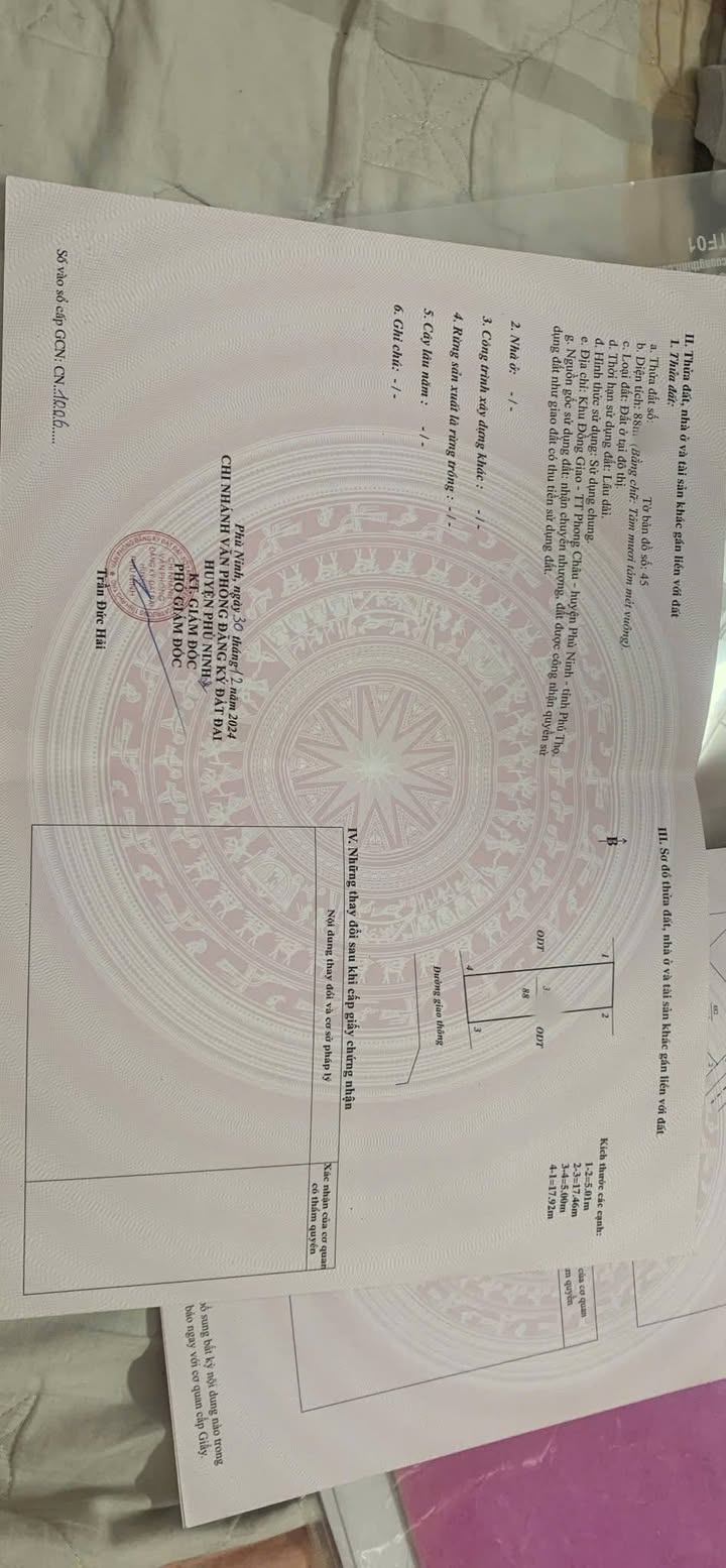 Đất thổ cư Phù Ninh 88m² giá 1.48 tỷ - Vị trí đắc địa, dân trí cao!