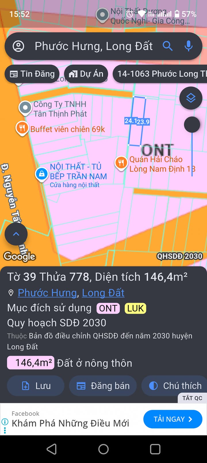 Đất nền Phước Hưng Long Hải 144m² - Cơ hội đầu tư tuyệt vời!