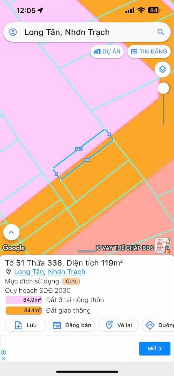 Đất nền Nhơn Trạch 119m² - Sổ riêng, Đường ô tô, Giá 800 triệu!