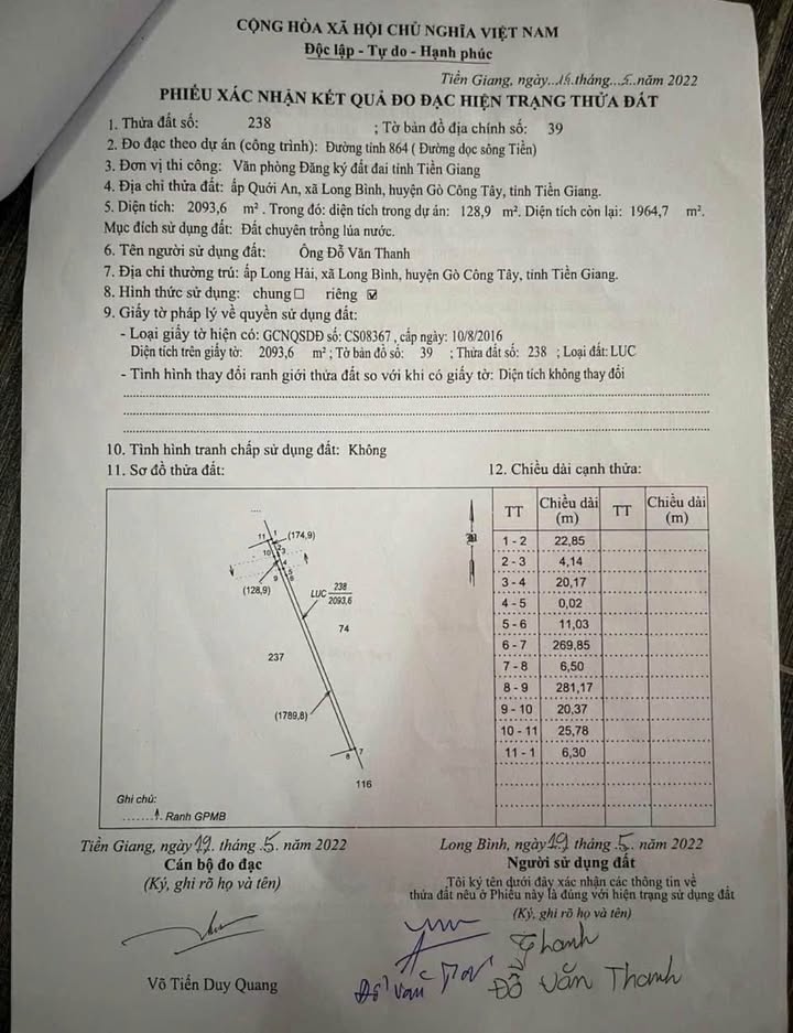 Đất nền Gò Công Tây 2093m² giá 850 triệu - Cơ hội đầu tư tuyệt vời!