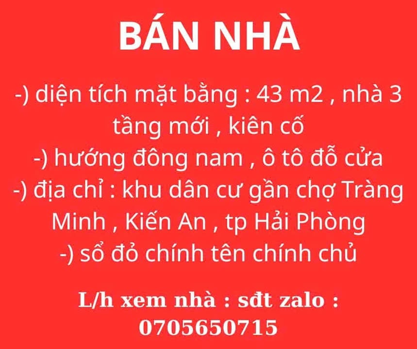 Nhà 3 tầng kiên cố tại Tràng Minh, Kiến An, 43m² giá 2.15 tỷ - Ô tô đỗ cửa!