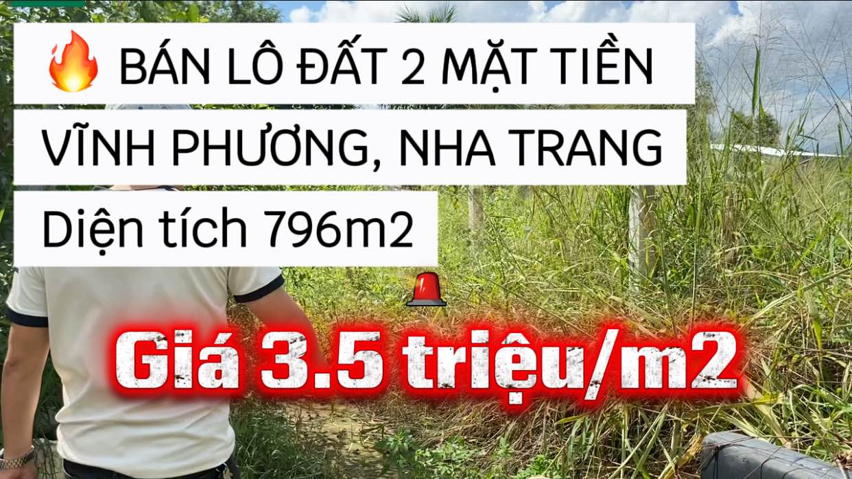 Đất thổ cư phường Bắc Nha Trang 796m² giá 2.786 tỷ - Cơ hội đầu tư tuyệt vời!