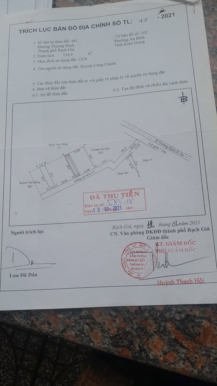 Đất nền 3 nền hẻm Trương Định, Châu Thành, An Giang 360m² - Đường ô tô, giá tốt!