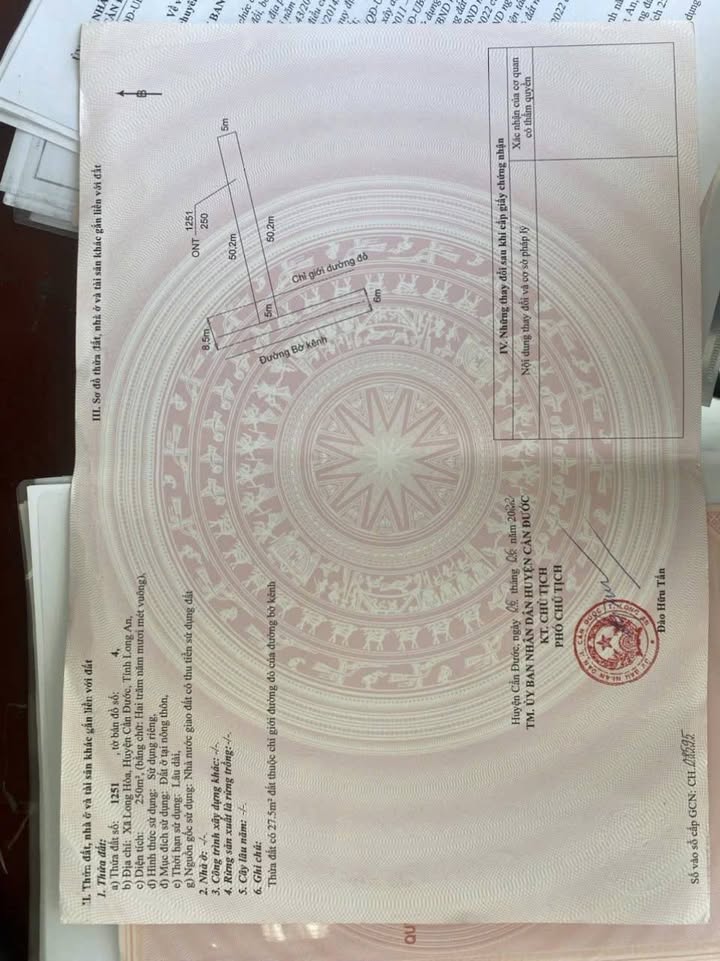 Đất thổ cư 250m² tại xã Long Hòa, Cần Đước - Giá 1.75 tỷ, thương lượng!