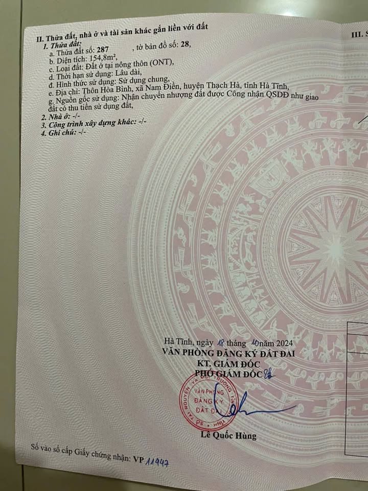 Đất thổ cư xã Nam Điền 155m² giá 400 triệu - Cơ hội đầu tư tuyệt vời!