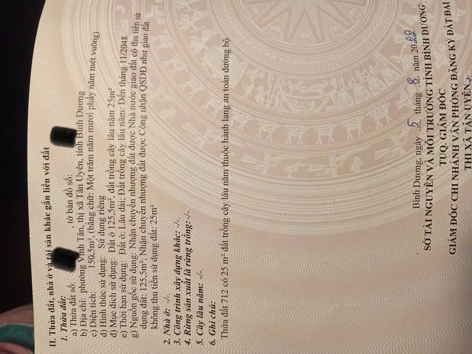 Đất thổ cư 125,5m² đường Vĩnh Tân 08, Tân Uyên - Giá chỉ 1,5 tỷ