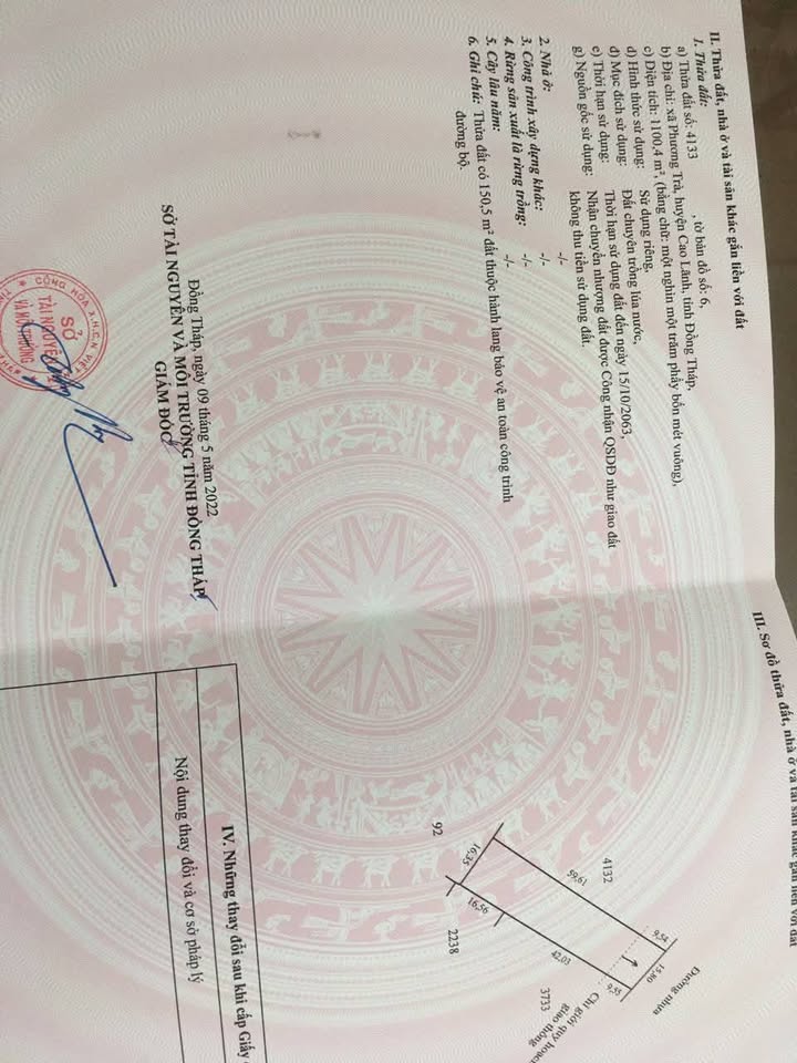 Đất nền 1086m² tại Phương Trà, Cao Lãnh giá chỉ 1.6 tỷ - Mặt tiền đường nhựa