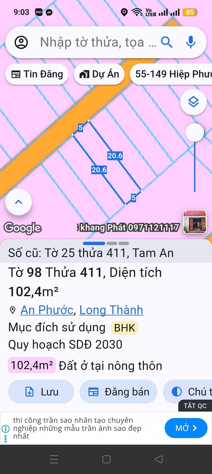 Đất nền Tam An Long Thành 103m² giá 1.3 tỷ - Sổ đỏ chính chủ, đầu tư sinh lời!