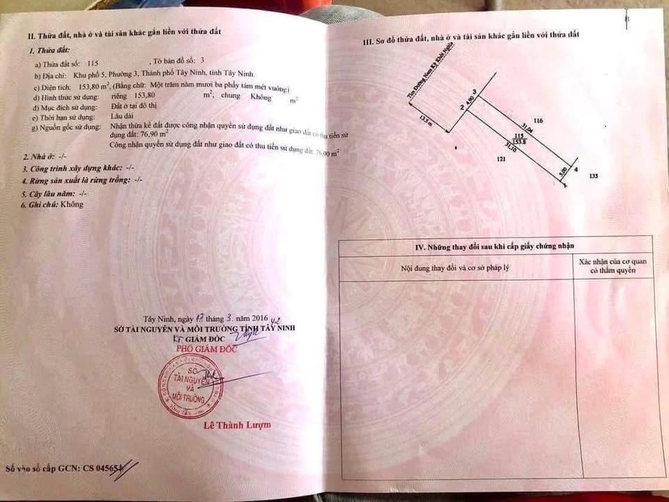 Đất nền mặt tiền đường Nam Kỳ Khởi Nghĩa Tây Ninh 153m² giá 4.168 tỷ - Đầu tư sinh lời ngay!