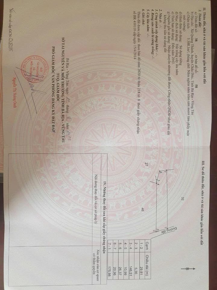 Đất nền 1980m² tại Quảng Thành, Châu Đức - Giá chỉ 1.76 tỷ!