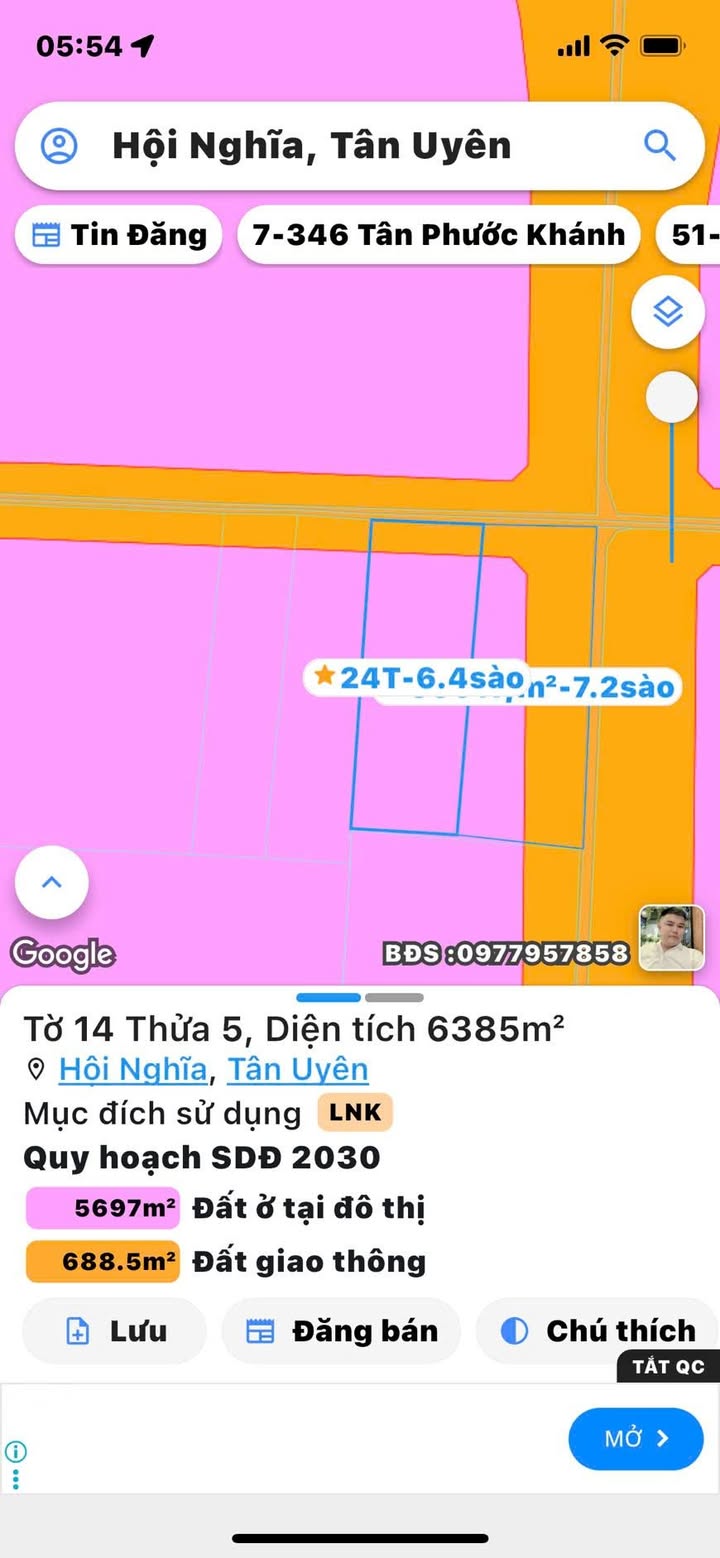 Đất nền Hội Nghĩa - Tân Uyên 6882m² giá 24.087 tỷ - Tiềm năng đầu tư sinh lời cao!