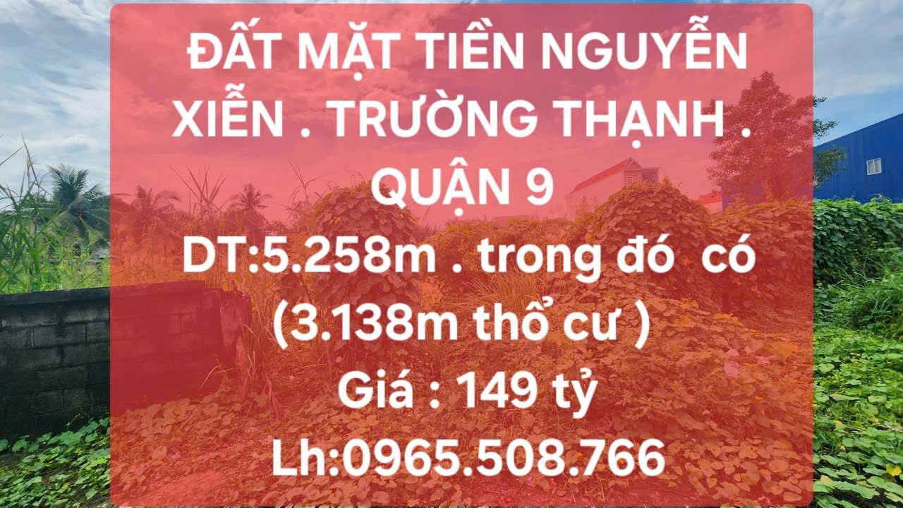 Đất mặt tiền Nguyễn Xiển, Quận 9, 5.259m² giá 149 tỷ - Cơ hội đầu tư sinh lời!