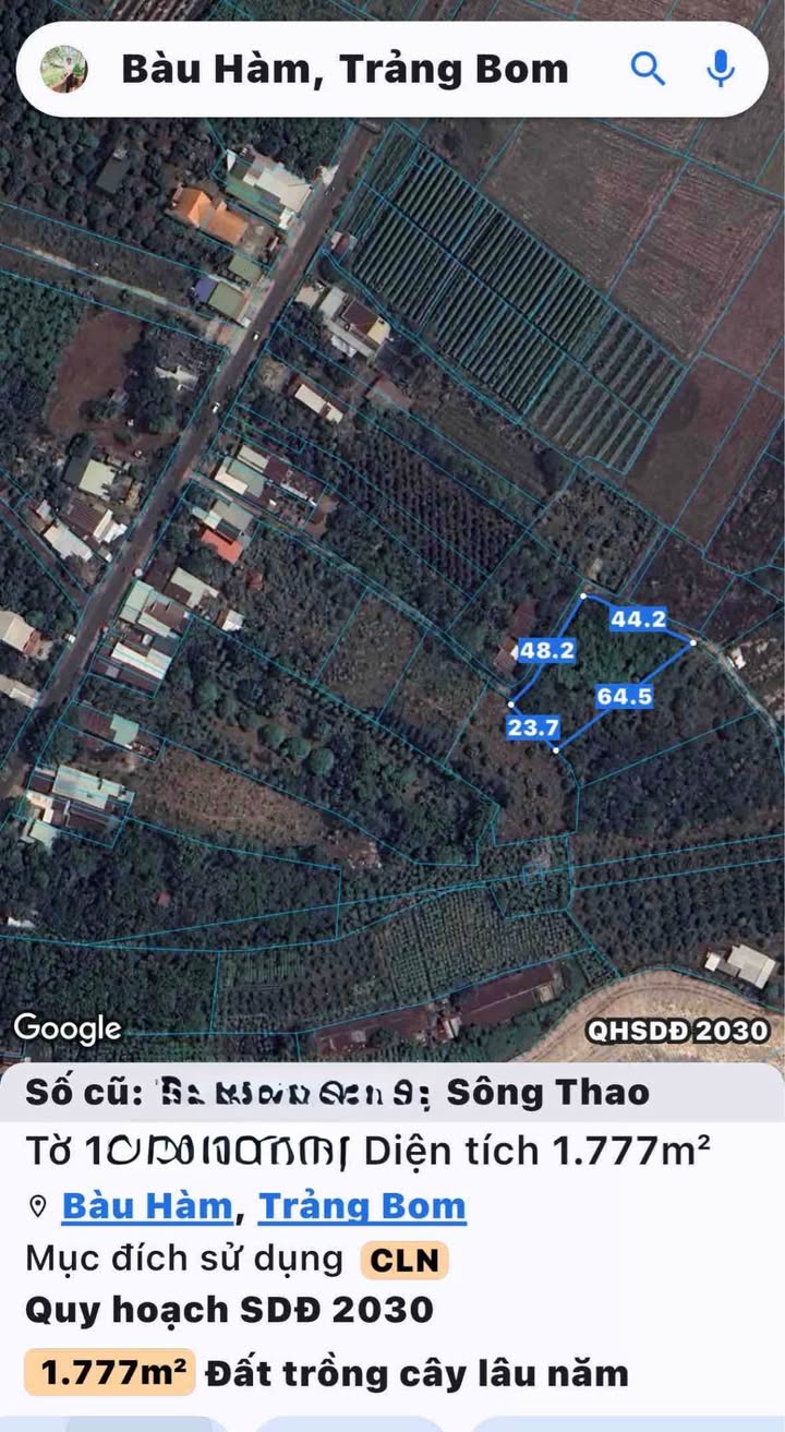 Đất nền Sông Thao Trảng Bom 1777m² chỉ 1.45 tỷ - Vị trí đắc địa cho đầu tư!