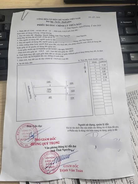 Đất thổ cư Thịnh Đán 116m² giá 2.2 tỷ - Cơ hội đầu tư tuyệt vời!