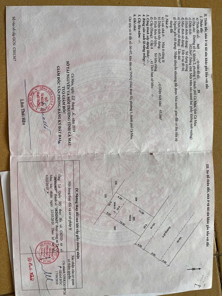 Đất nền đường Tây Nam, phường 1, Cà Mau 162m² giá 3.55 tỷ - Chính chủ cần bán gấp!