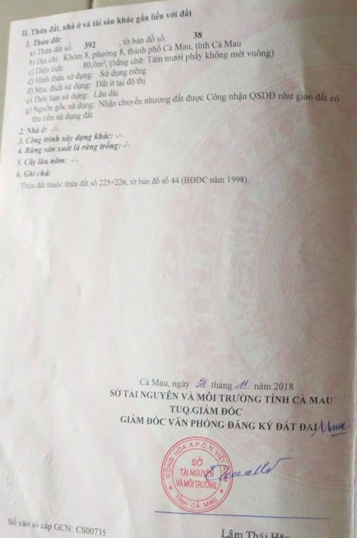 Đất thổ cư 80m² tại phường Lý Văn Lâm, Cà Mau - Giá chỉ 1.6 tỷ, cơ hội đầu tư tuyệt vời!