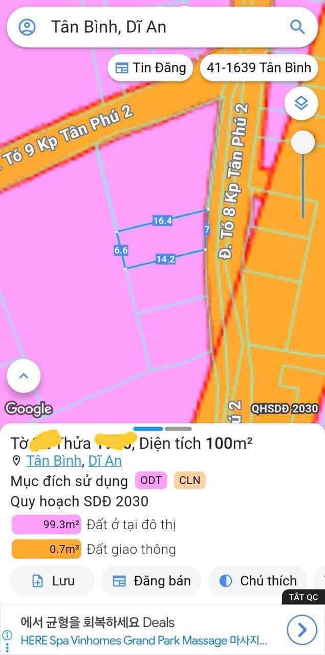 Đất nền Tân Đông Hiệp 100m² giá 3.5 tỷ - Pháp lý rõ ràng, thương lượng mạnh tay!