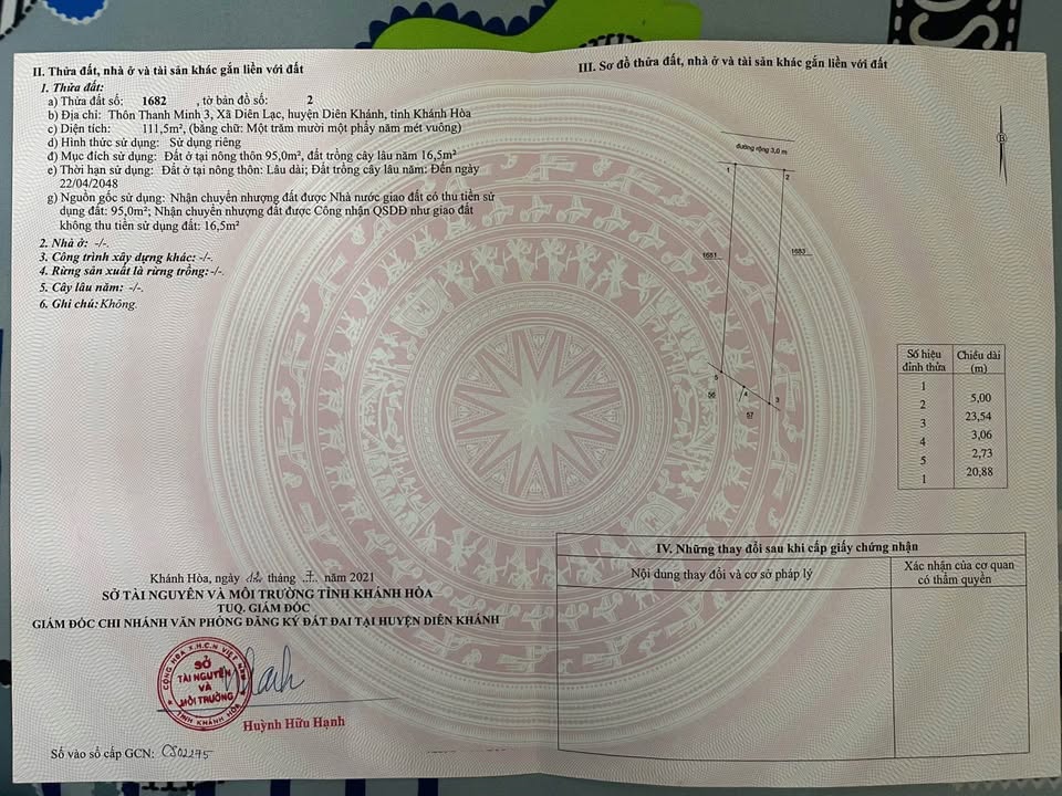 Đất thổ cư Diên Lạc 111m² giá 850 triệu - Sổ hồng chính chủ, lộc lá!