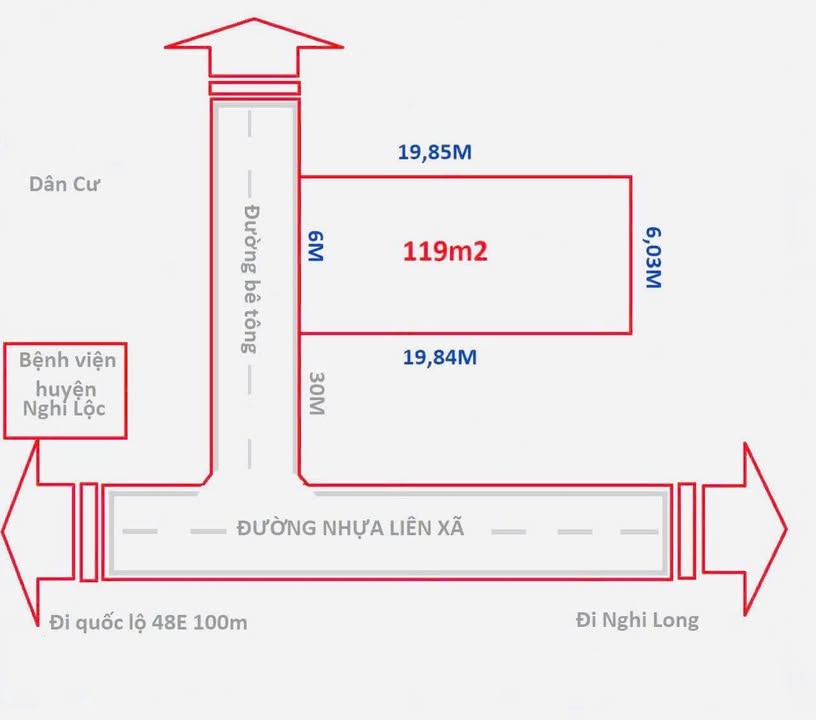 Đất nền Nghi Thịnh, Nghi Lộc 119m² giá 800 triệu - Vị trí đắc địa gần Quốc lộ 48E!