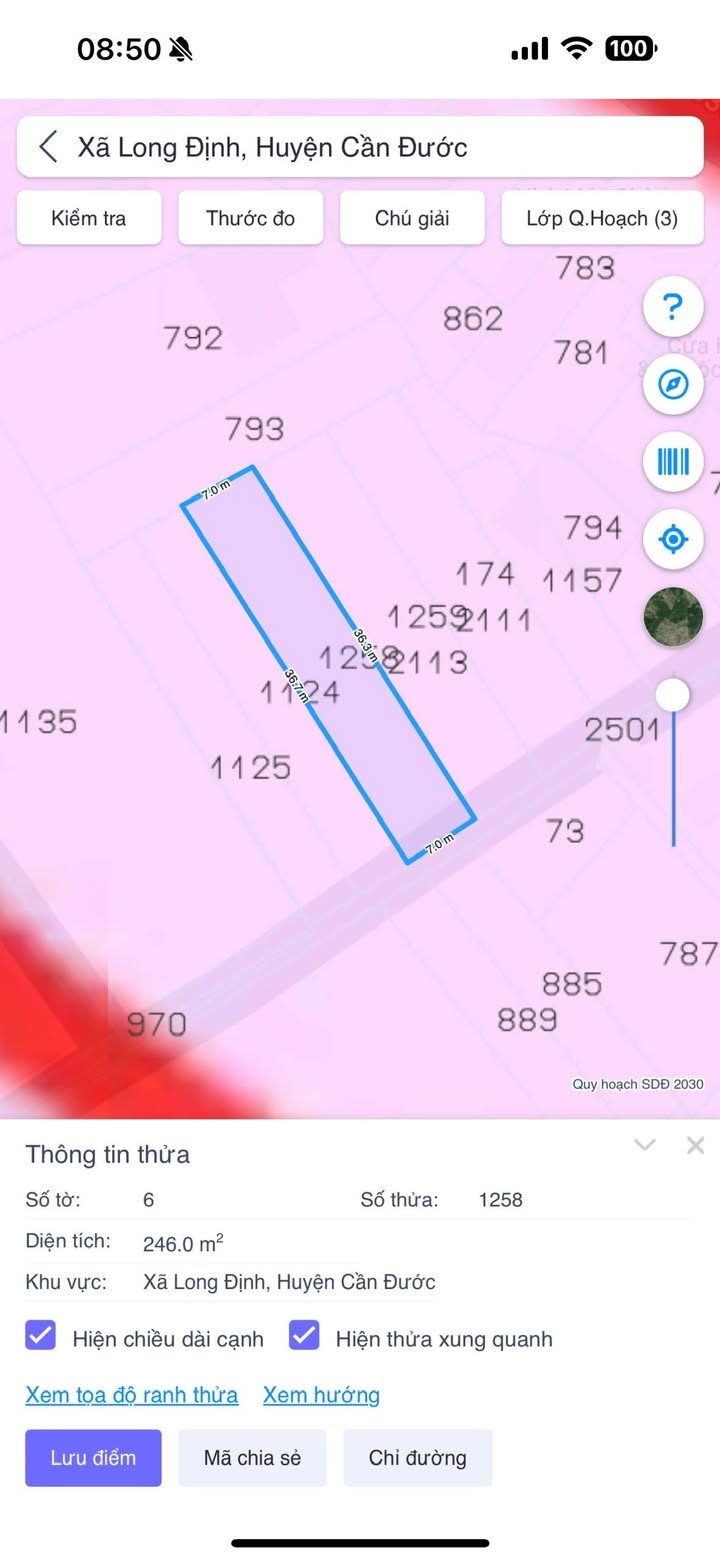 Đất nền Long Định Cần Đước 245m² giá 1.6 tỷ - Cần bán gấp, cơ hội đầu tư!