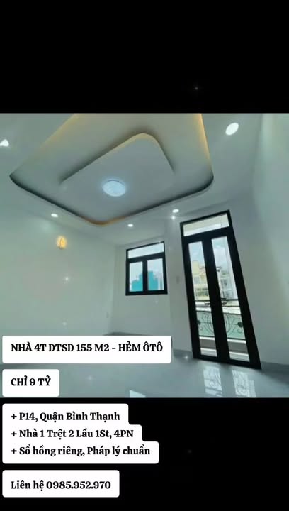Nhà 4 tầng Phan Văn Trị, Bình Thạnh, 155m² giá 9 tỷ - Hẻm ô tô, sổ hồng chính chủ!
