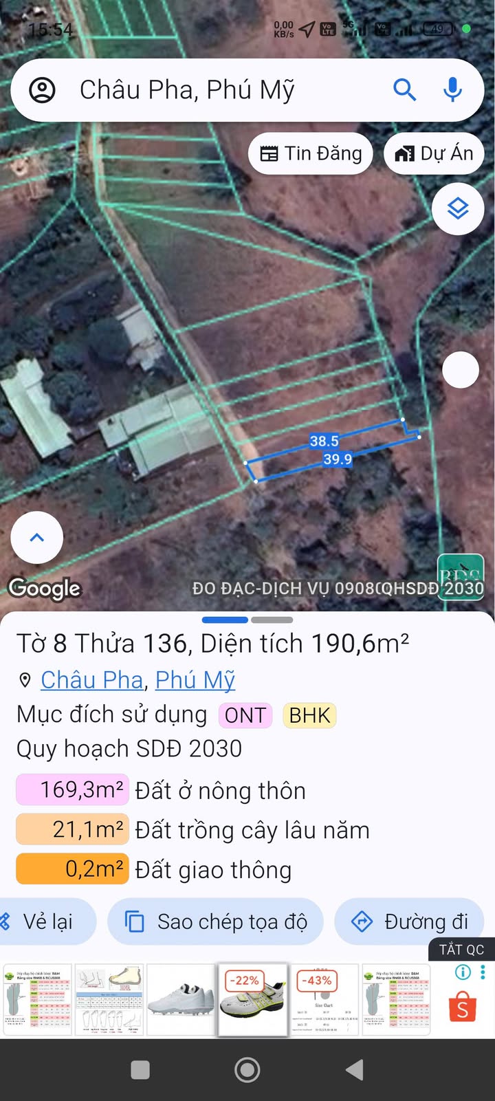 Đất nền Châu Pha, Phú Mỹ 198m² giá 900 triệu - Cơ hội đầu tư hấp dẫn!