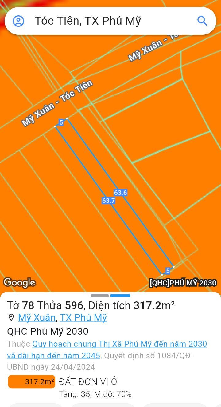 Đất nền mặt tiền Mỹ Xuân - Tóc Tiên 310m² giá 1 tỷ - Đầu tư sinh lời nhanh chóng!