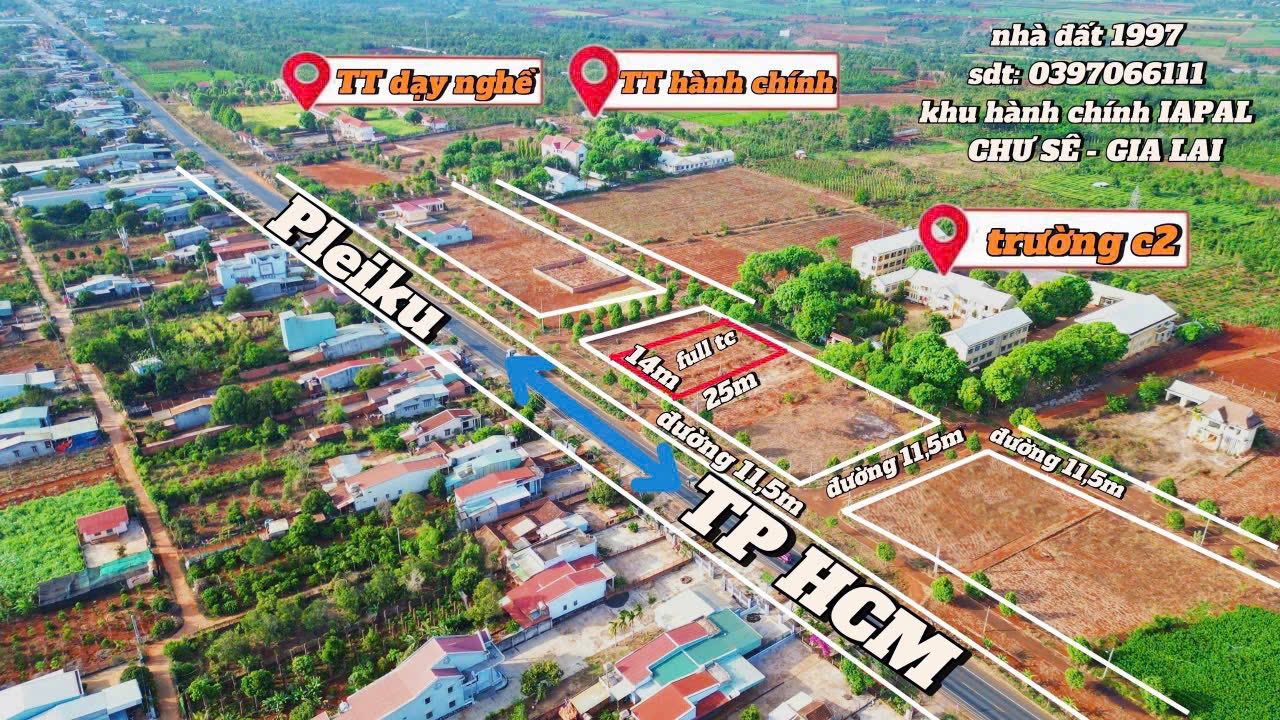Bán đất mặt tiền QL14A Chư Sê Gia Lai 350m² giá chỉ 2.3 tỷ - Đầu tư sinh lời ngay!