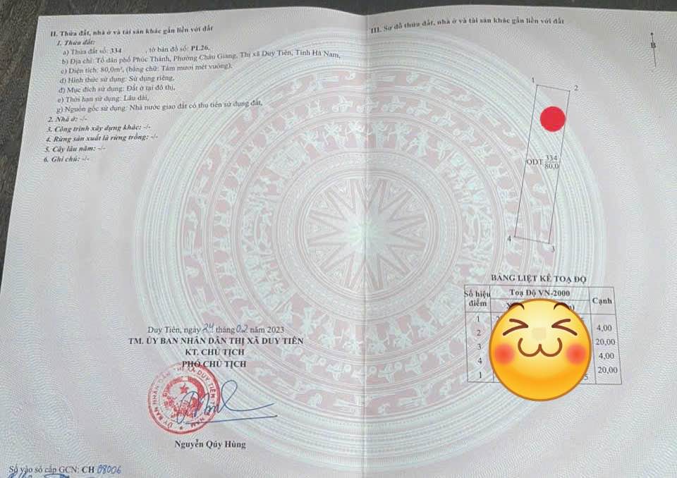 Đất Dự Án KĐT Phúc Thành Duy Tiên 80m² - Giá Thỏa Thuận Hấp Dẫn!