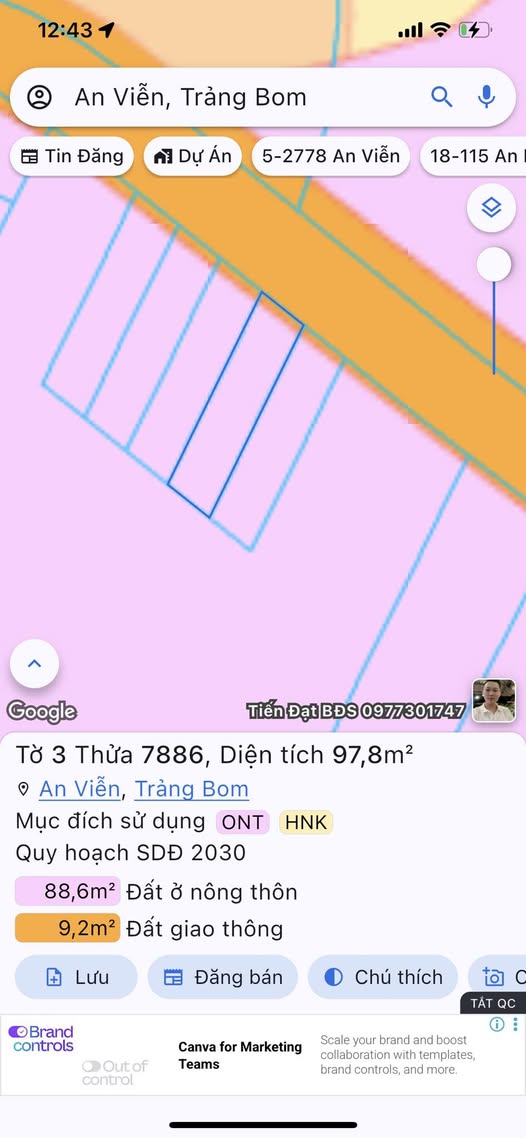 Đất nền mặt tiền Liên Ấp, An Viễn, Trảng Bom 100m² - Sổ đỏ chính chủ