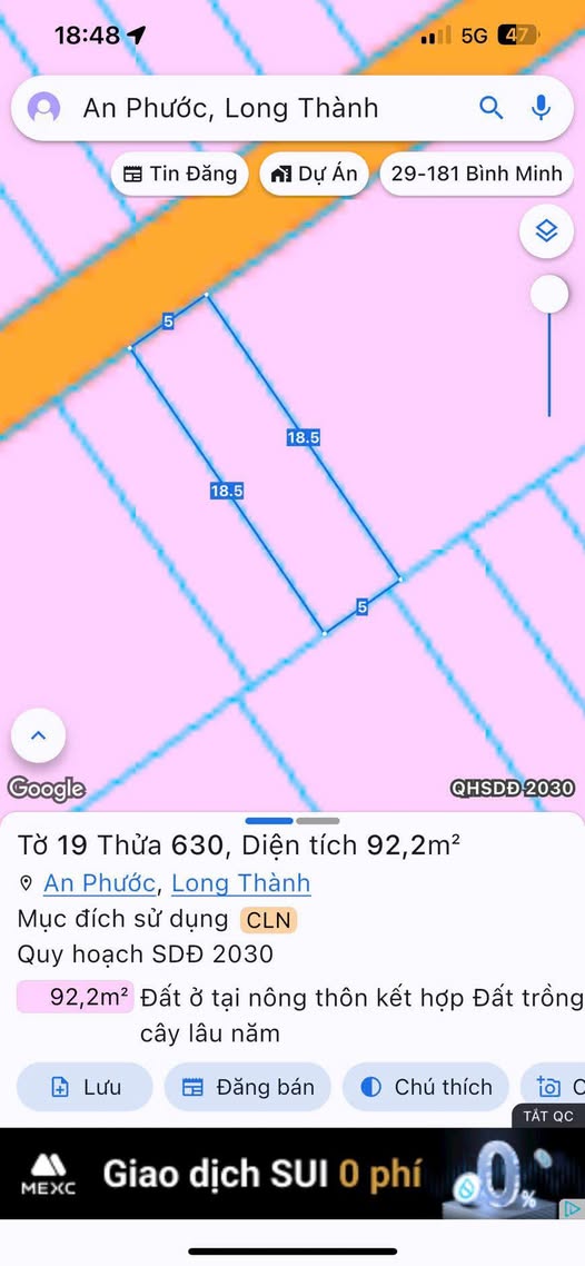 Đất thổ cư An Phước, Long Thành 92m² giá 1.2 tỷ - Cơ hội đầu tư tuyệt vời!