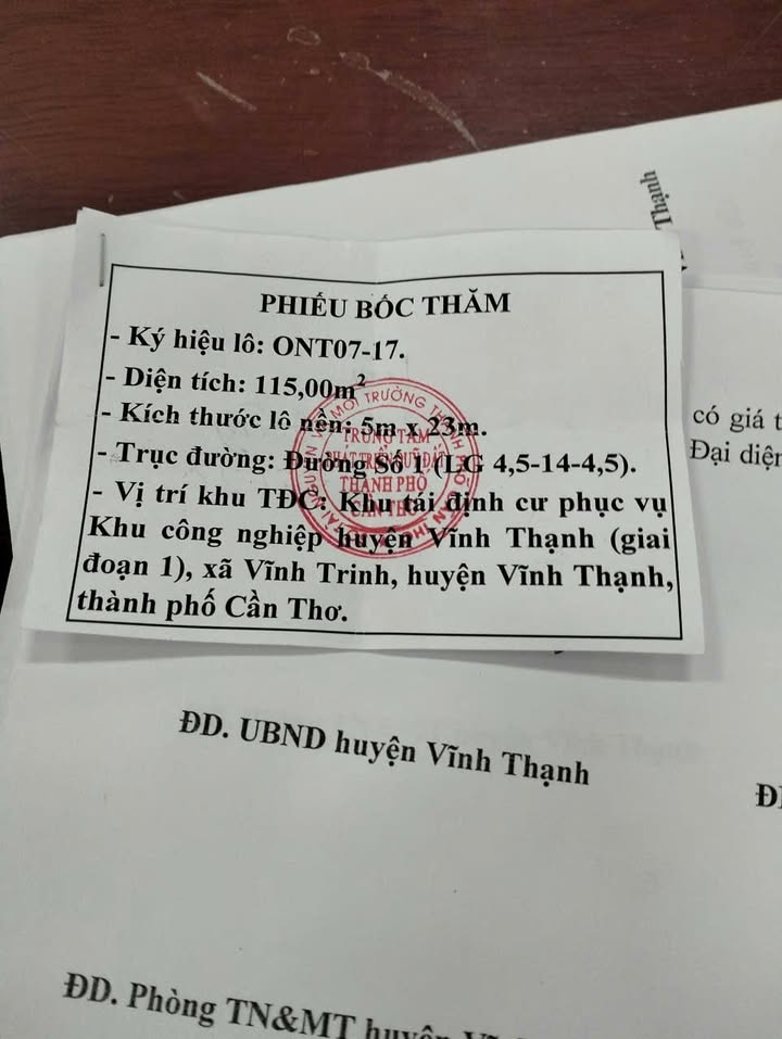 Đất nền khu tái định cư Vsip Vĩnh Trinh, Cần Thơ 115m² giá 720 triệu - Cơ hội đầu tư tuyệt vời!