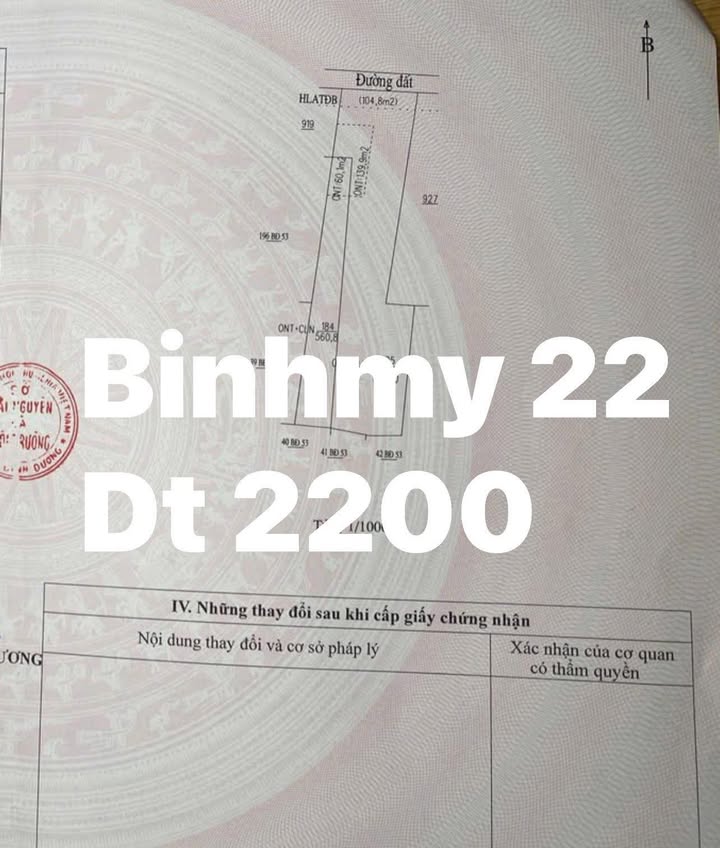 Đất nền Bình Mỹ, Bắc Tân Uyên 2200m² - Cơ hội đầu tư tuyệt vời!