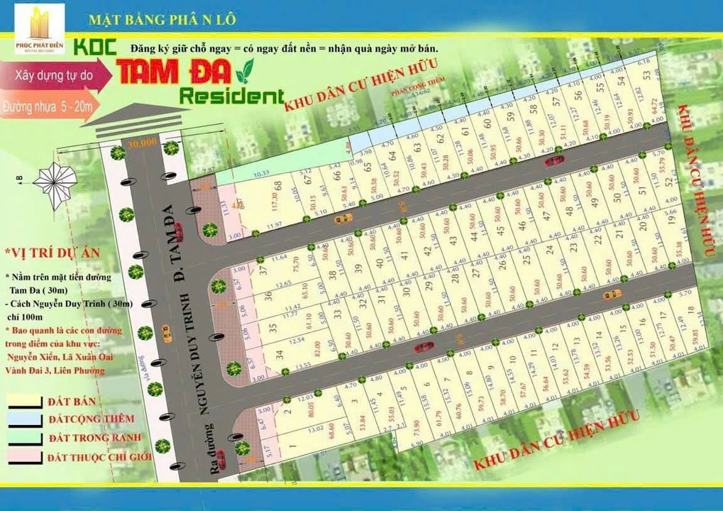 Đất nền KDC Phúc Phát Điền Thủ Đức 50.6m² giá 3.45 tỷ - Gần đường Tam Đa!