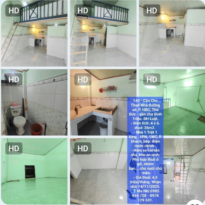 Nhà cho thuê đường số, Thủ Đức 36m² - Khu an ninh, dễ chịu