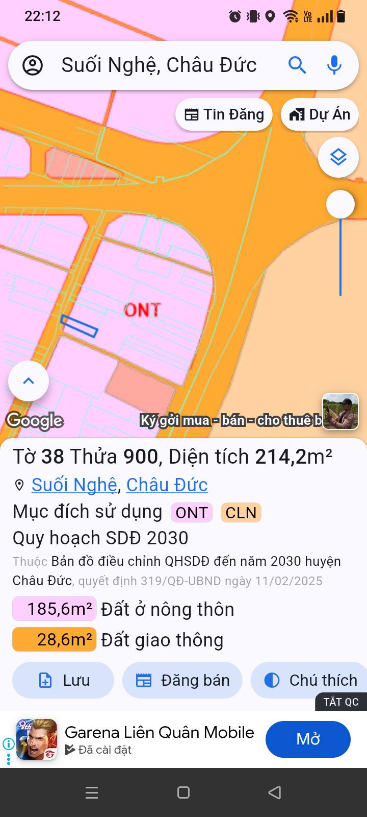 Đất nền Châu Đức 192m² giá 1.3 tỷ - Khu vực đông dân cư, tiện ích đầy đủ!