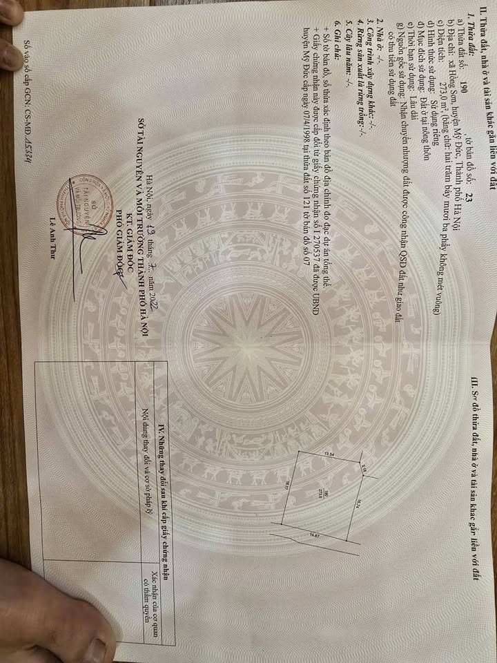 Đất nền Hồng Sơn, Mỹ Đức 273m² giá 2.73 tỷ - Chính chủ bán gấp!