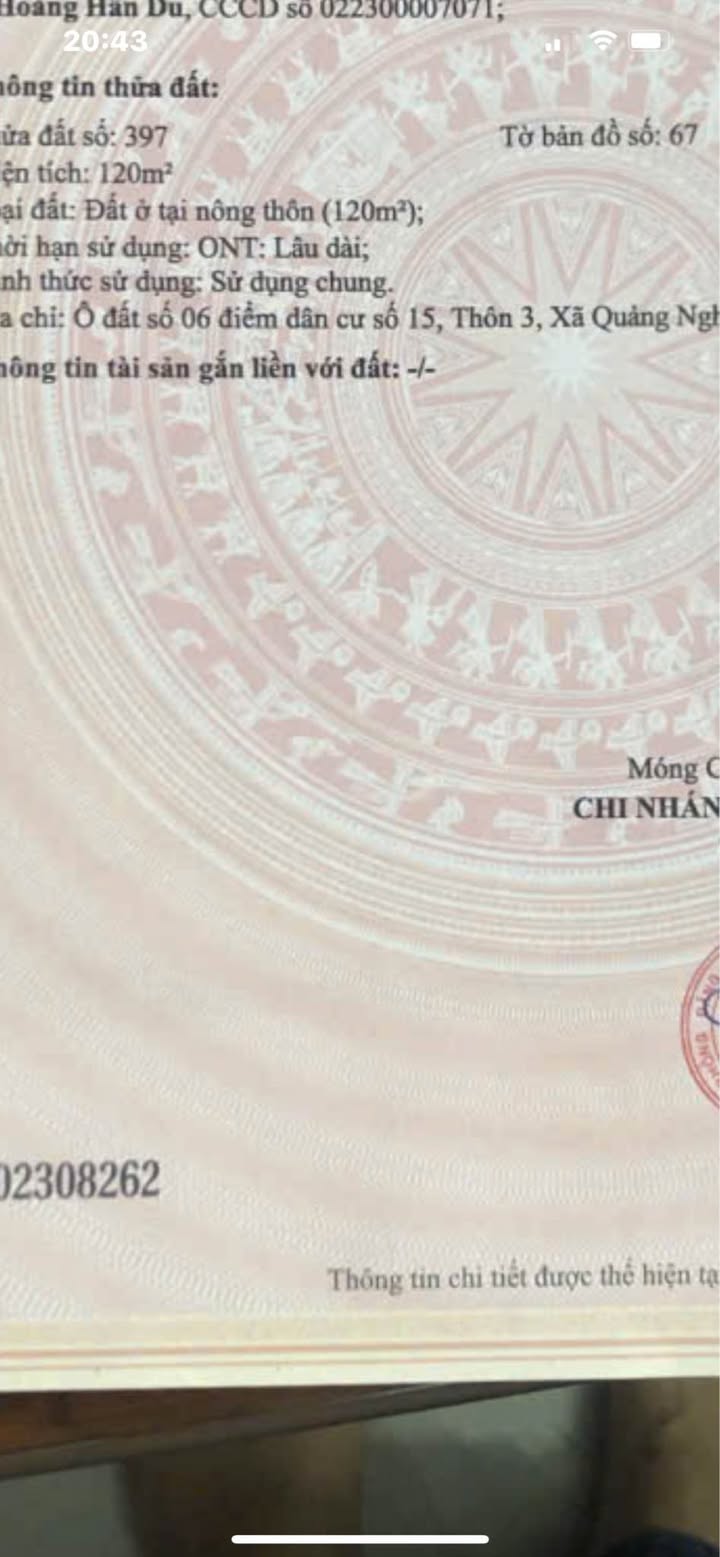 Đất nền 120m² thôn 3 Quảng Nghĩa giá chỉ vài trăm triệu - Cơ hội đầu tư tuyệt vời!