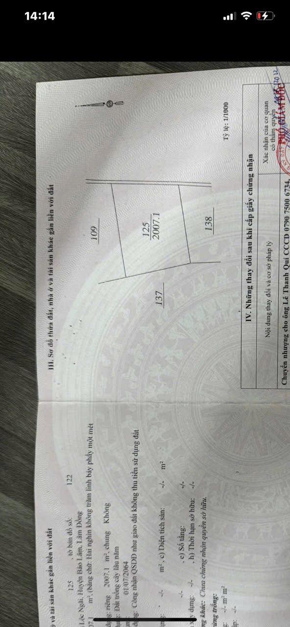 Đất nền Bảo Lâm 2000m² giá 1.1 tỷ - Mặt tiền rộng thuận lợi đầu tư!