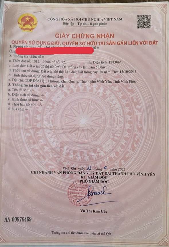 Đất nền Khai Quang Vĩnh Yên 128m² giá chỉ 3 tỷ - Cơ hội đầu tư hiếm có!