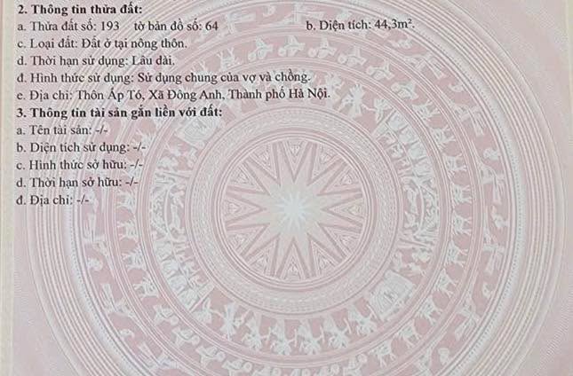 Đất nền 44m² tại xã Đông Anh, Hà Nội - Đầu tư sinh lời hấp dẫn!