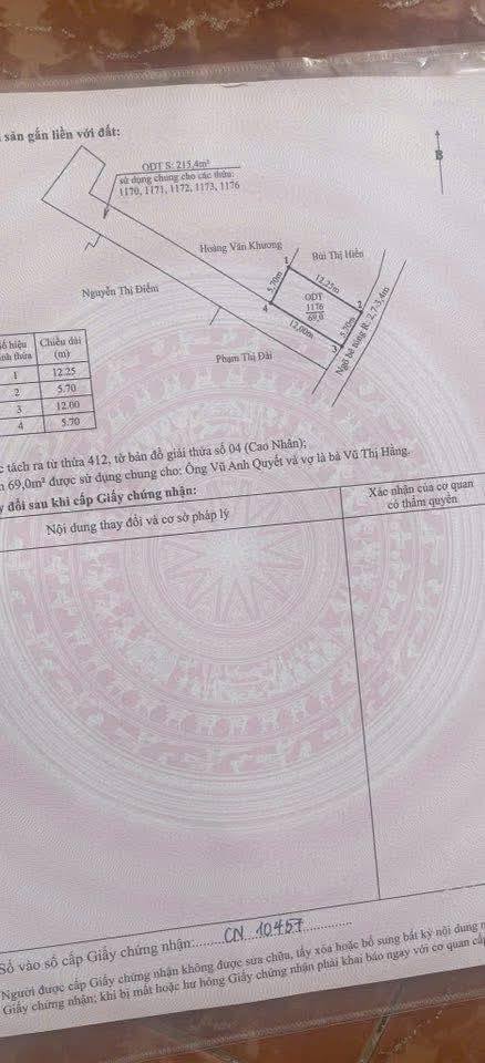 Đất nền Thôn 6, Cao Nhân 69m² giá 800 triệu - Cơ hội đầu tư tuyệt vời!