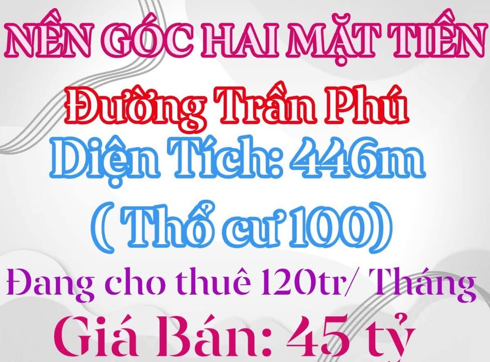 Bán nền góc hai mặt tiền đường Trần Phú, P. Cái Khế, Q. Ninh Kiều, 446m² - Đầu tư sinh lời ngay!