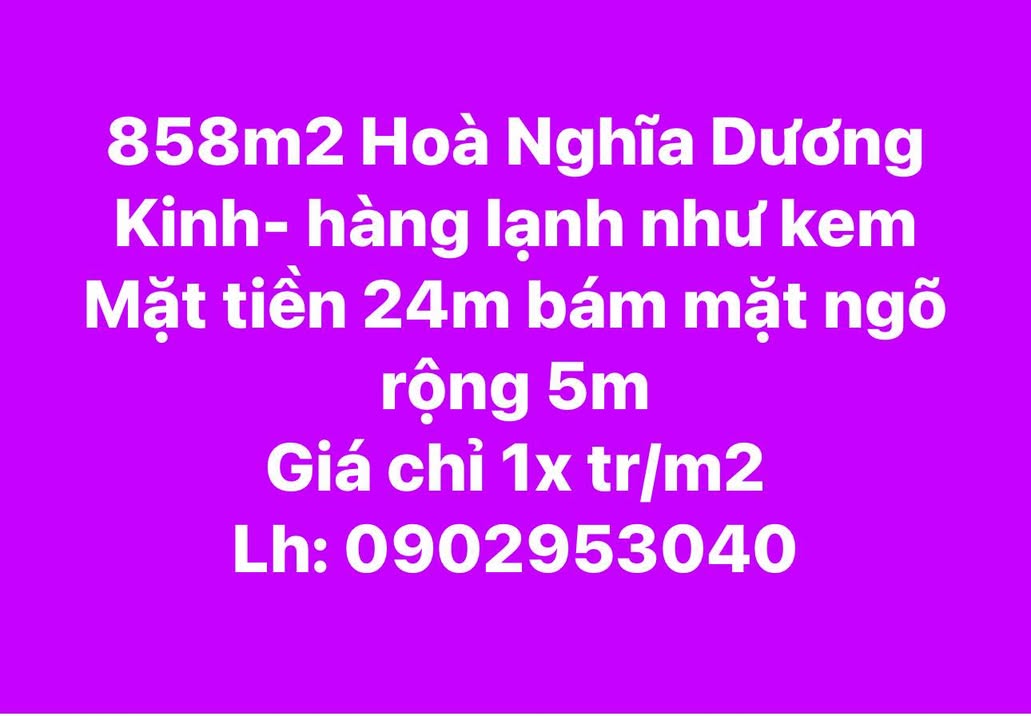 Đất nền Hòa Nghĩa Dương Kinh 858m² giá chỉ 10 triệu - Cơ hội đầu tư hấp dẫn!