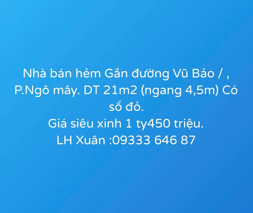 Nhà bán hẻm đường Võ Mười, phường Ngô Mây, 21m² - Giá chỉ 1.4 tỷ!