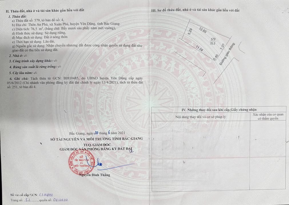 Đất thổ cư Xuân Phú Yên Dũng 76m² giá chỉ 600 triệu - Đường ô tô thuận tiện!