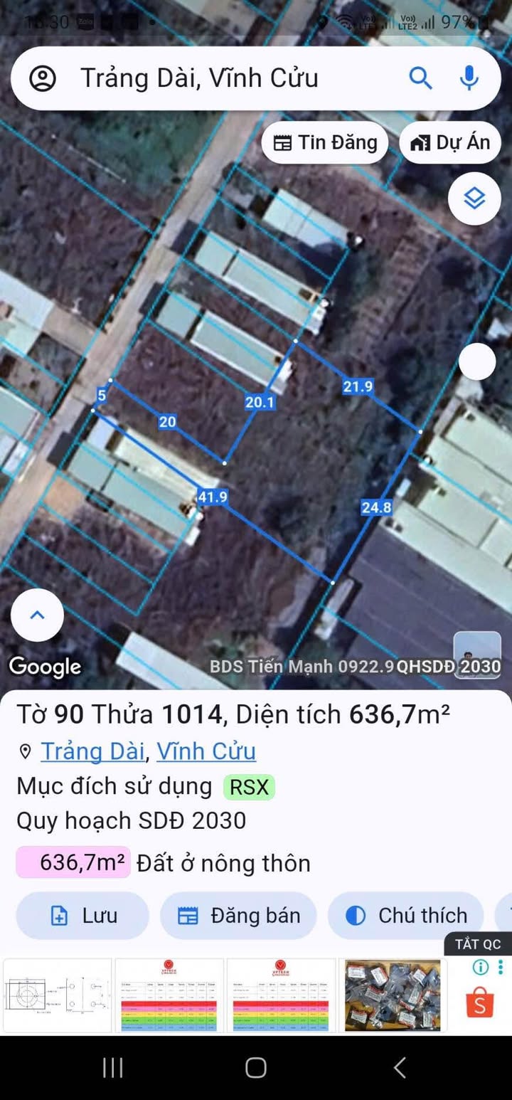 Lô đất 636,7m² Trảng Dài - Sổ hồng riêng, giá 3 tỷ - Cơ hội đầu tư tuyệt vời!