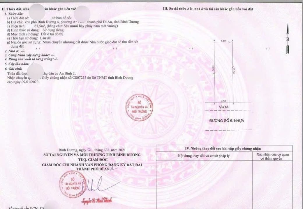 Lô đất 68m² khu dân cư An Bình, Dĩ An - Giá 3 tỷ, đường nhựa thông