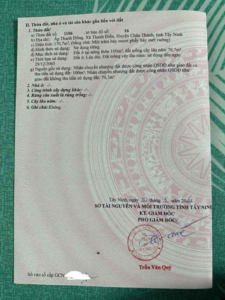 Đất thổ cư 170,7m² tại Ấp Thanh Đồng, Tây Ninh - Sổ hồng chính chủ, giá chỉ 550 triệu!